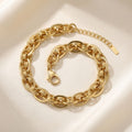 Handmade 8mm 18K Gold Steel Chain Bracelet Stylish Chic Jewelry