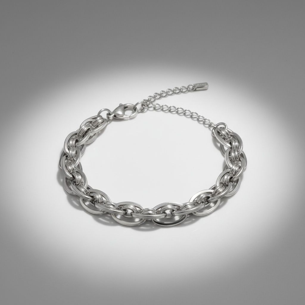 Stainless Steel Chain Bracelet 8mm Silver Handmade Stylish Jewelry