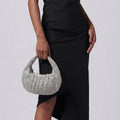 Hobo Bag Clutch with Silver Rhinestone Mesh – Stylish Statement Accessory
