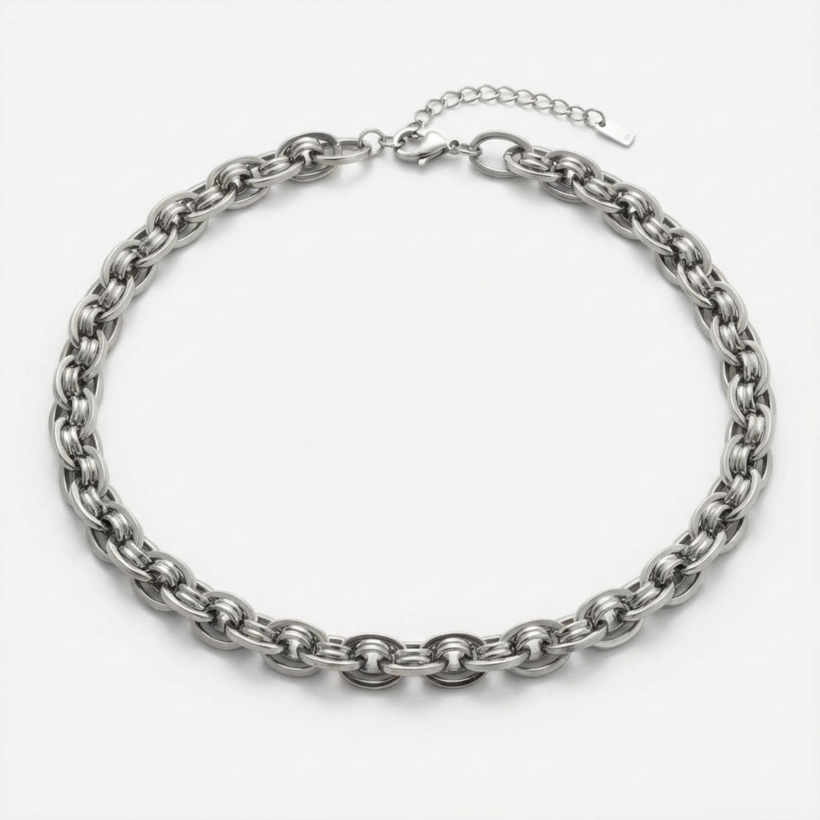 Chain Necklace 8mm Silver Stainless Steel Handmade Stylish Fashion Jewelry