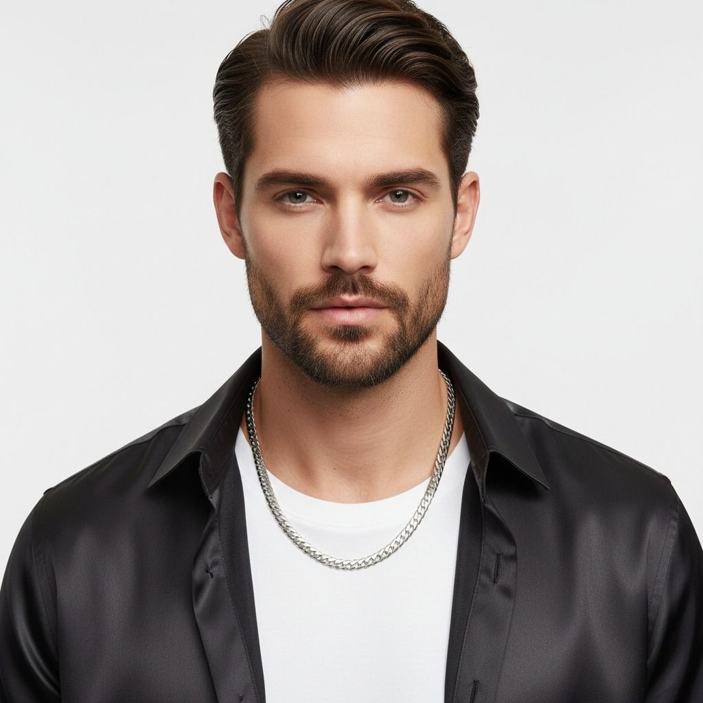 Men’s Stainless Steel 8mm Miami Chain Necklace 24in – Stylish Fashion Jewelry