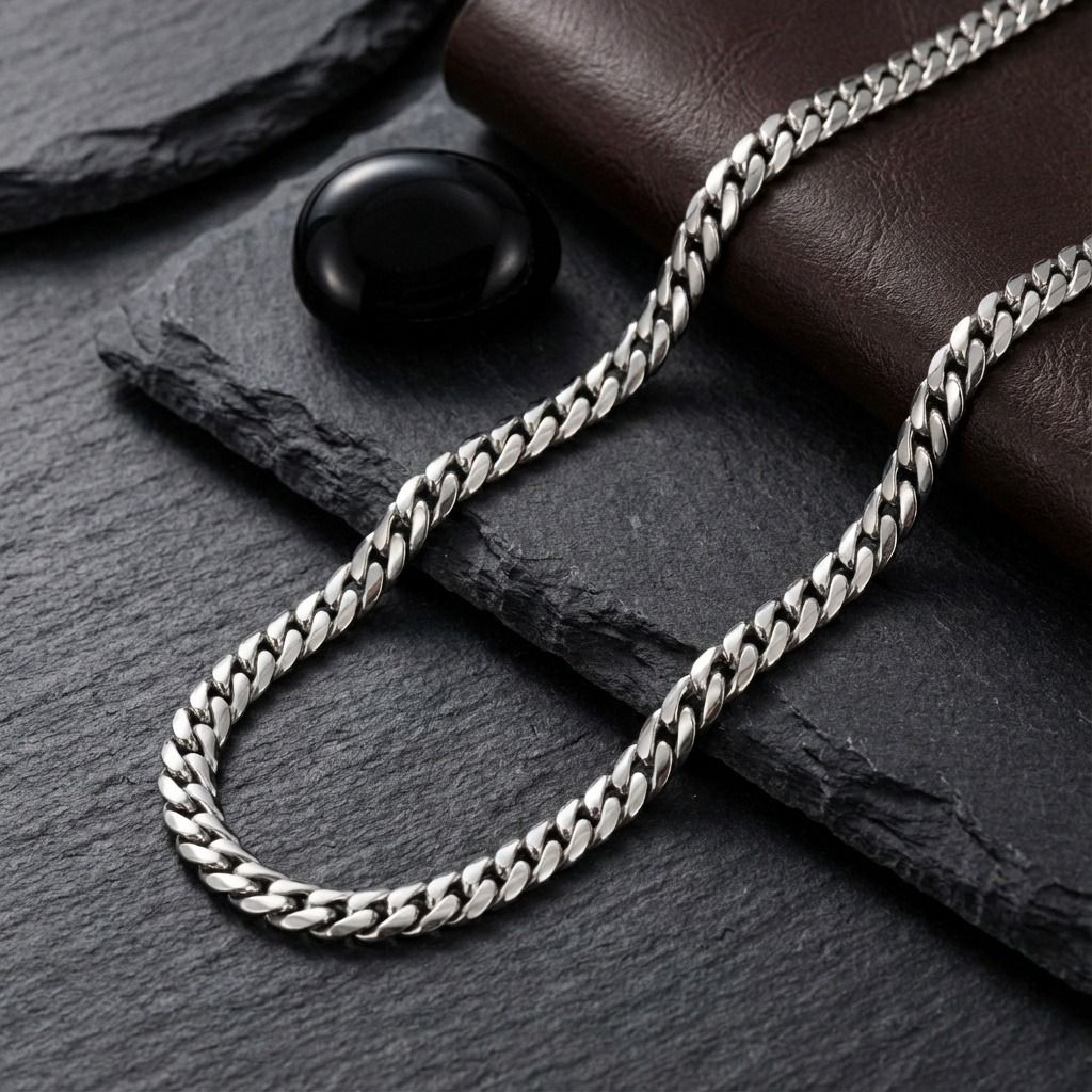 Men’s Stainless Steel 8mm Miami Chain Necklace 24in – Stylish Fashion Jewelry