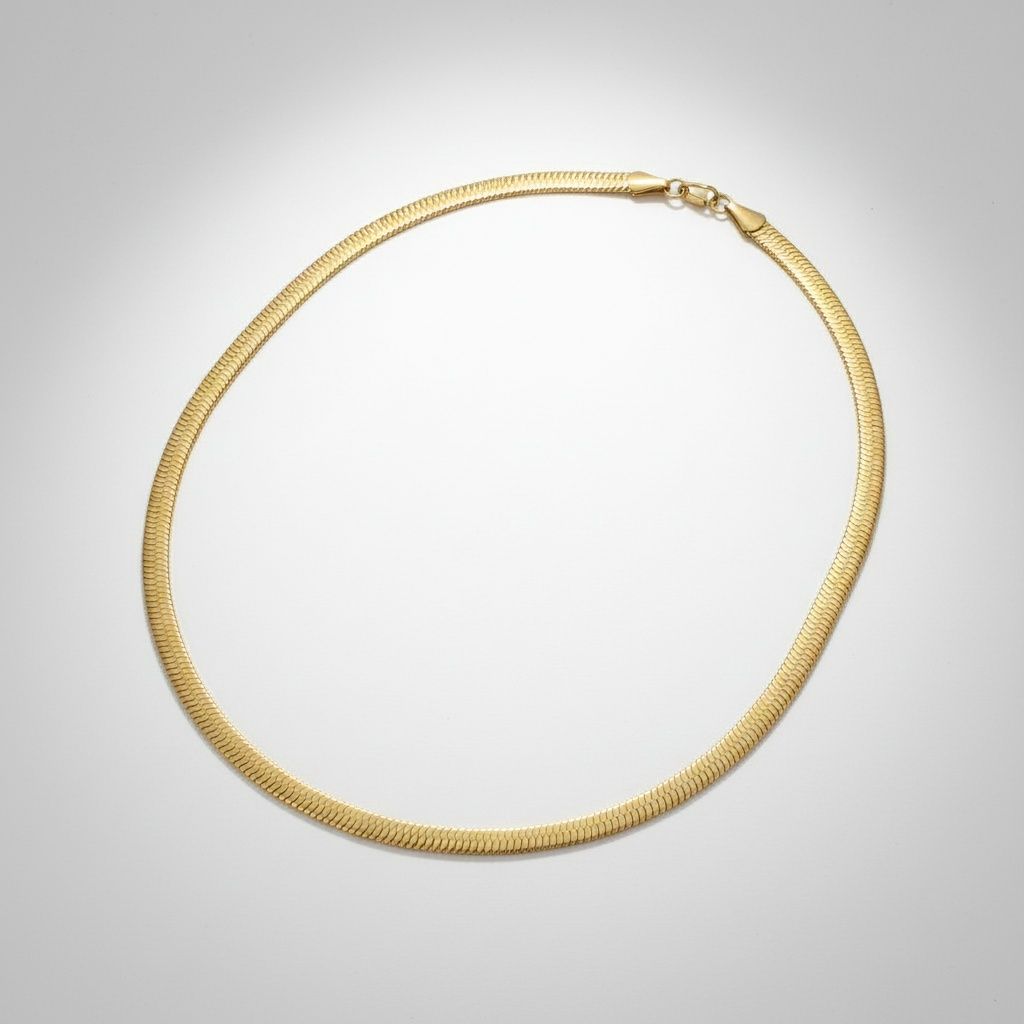 Men’s 18K Gold 6.5mm Herringbone Chain Necklace 20in Stylish Jewelry