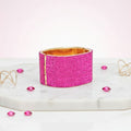 Statement Bracelet Cuff Confident Glamor Fuchsia Pave Finish Stylish Jewelry
