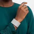 Bracelet White Pave Finish Cuff Confident Stylish Statement Jewelry