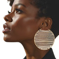 Gold Hoop Earrings with Linear Rhinestone Sparkle – Stylish Statement Jewelry