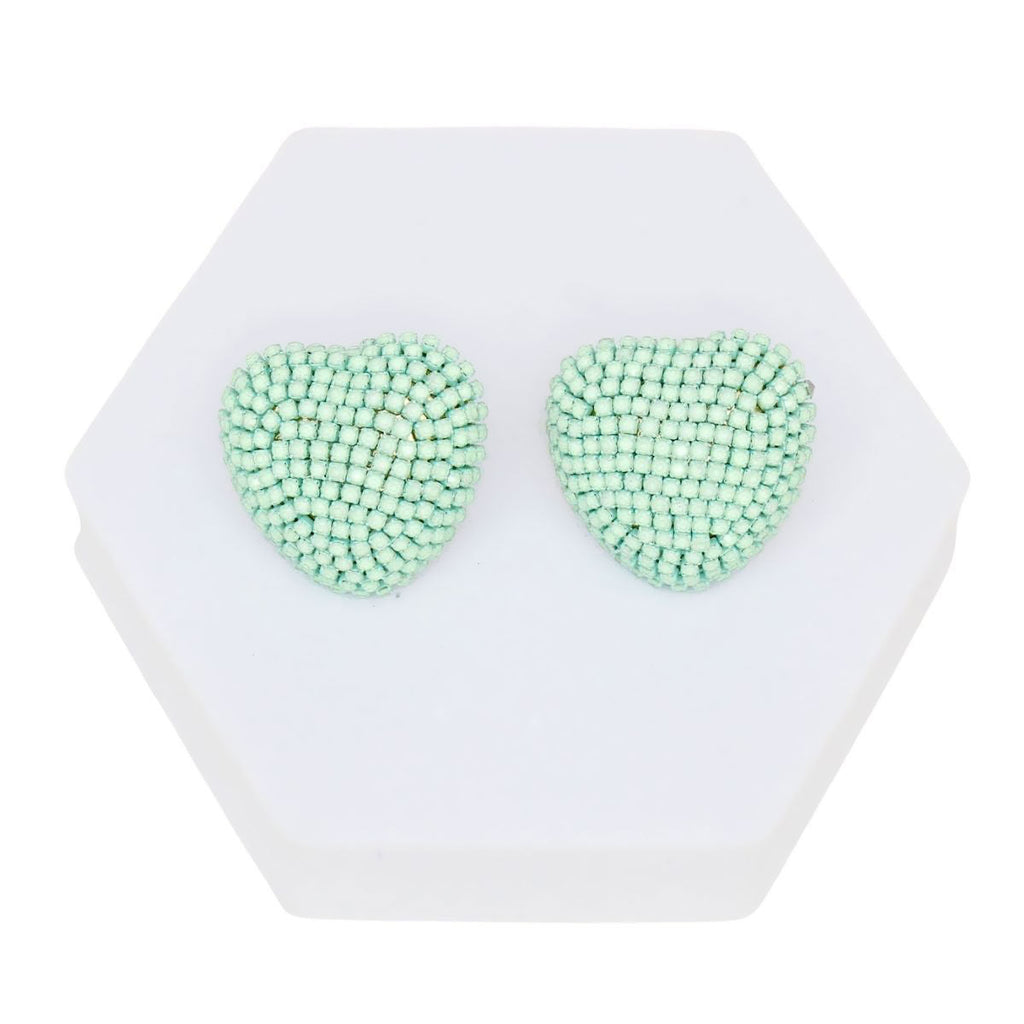 Dazzling Pastel Mint Domed Heart Stud Earrings – Stylish Fashion Jewelry
