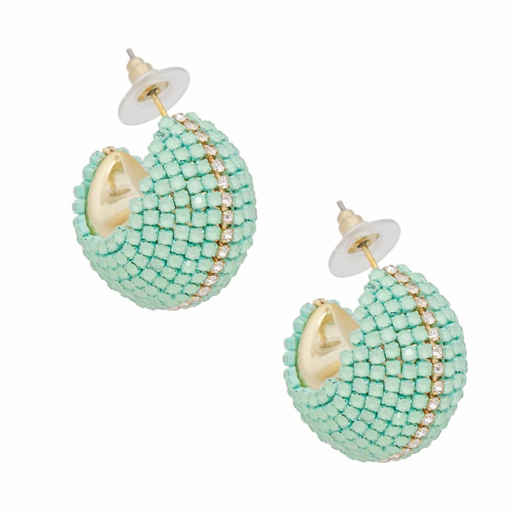 Wide Hoop Earrings Trendy Pastel Mint Dazzling Statement Jewelry