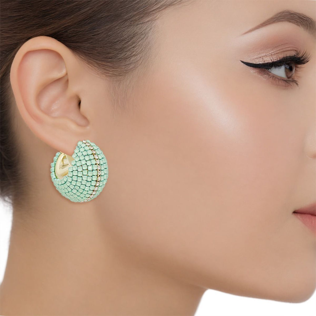 Wide Hoop Earrings Trendy Pastel Mint Dazzling Statement Jewelry