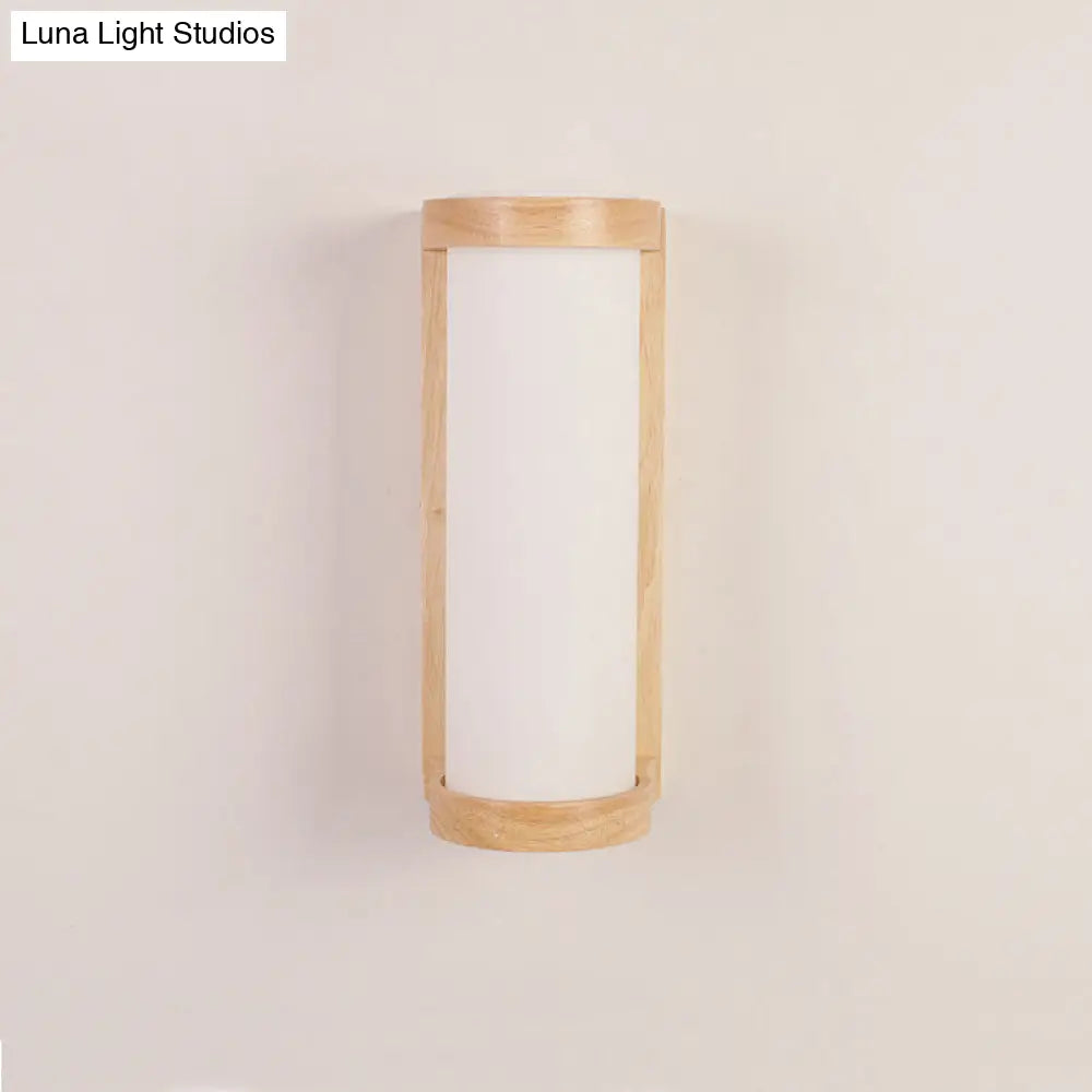 DecorBites™ Japanese Cylinder Wall Sconce Lamp - White Glass Bedside Lighting