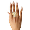 Statement Ring Gold Brass CZ Cross Cocktail Artisan Stylish Jewelry