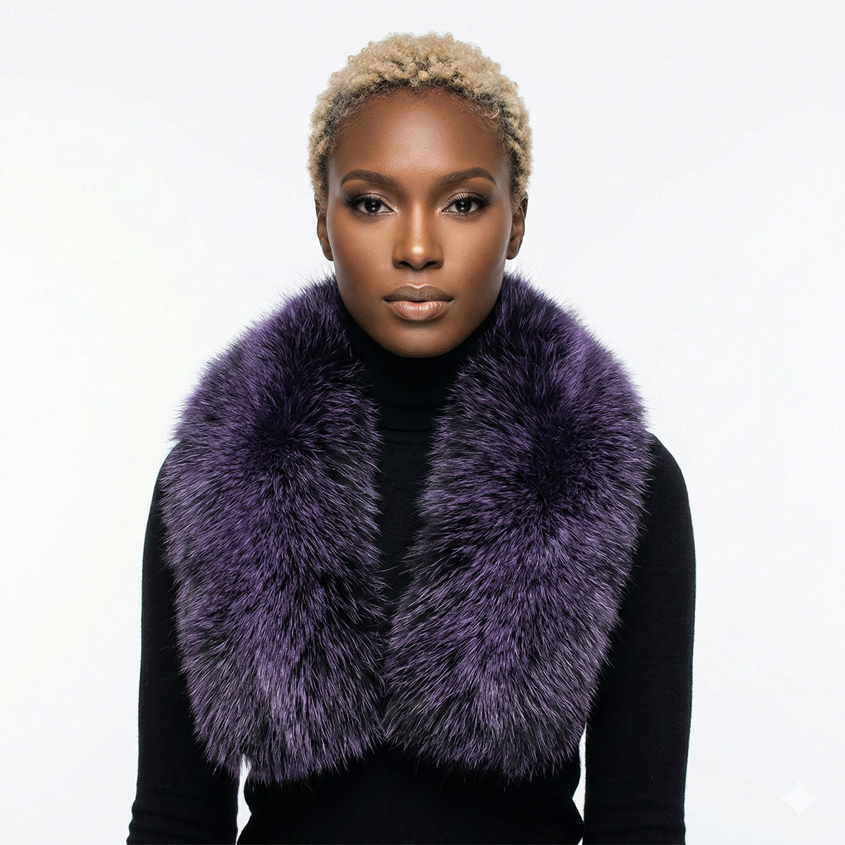 Faux Fur Purple Collar Scarf Luxe Winter Stole Stylish Chic Accessory