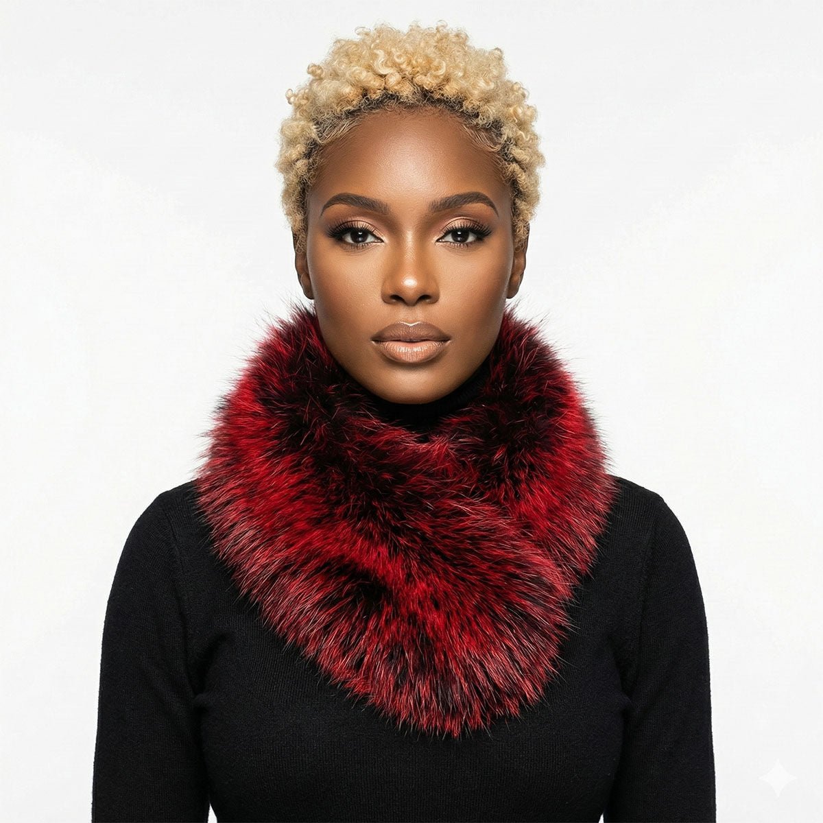 Faux Fur Scarf Red Collar Winter Stole Stylish Chic Accessory