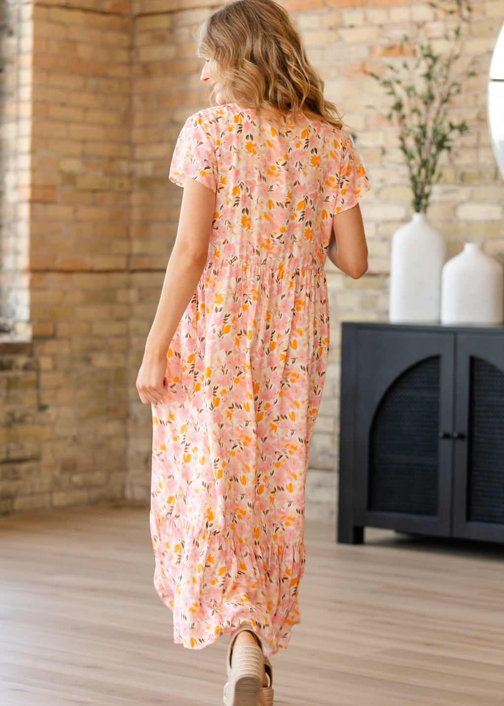 Jaydrien Floral Flutter Sleeve Midi Dress
