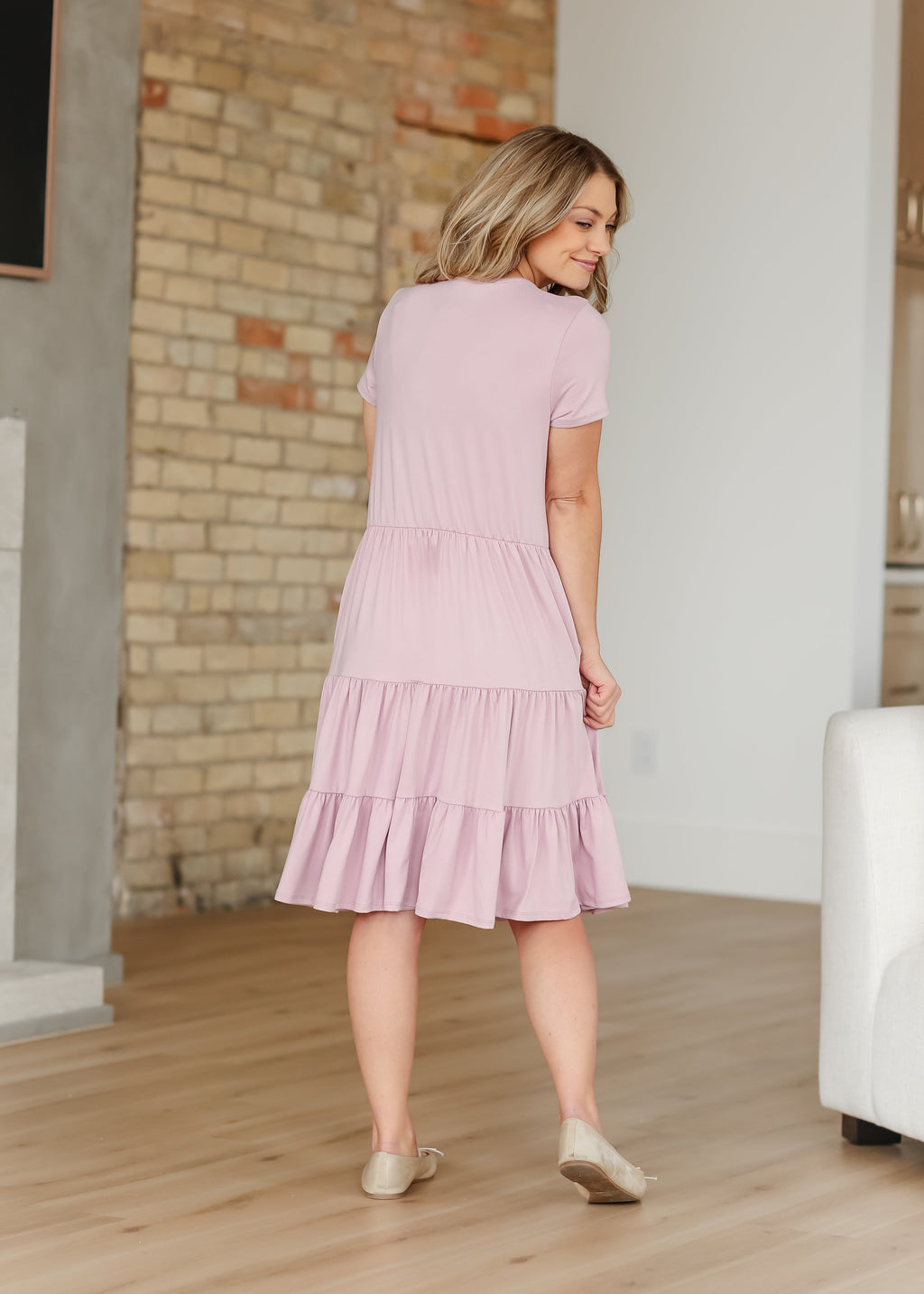 Jenna Knit Short Sleeve Tiered Midi Dress