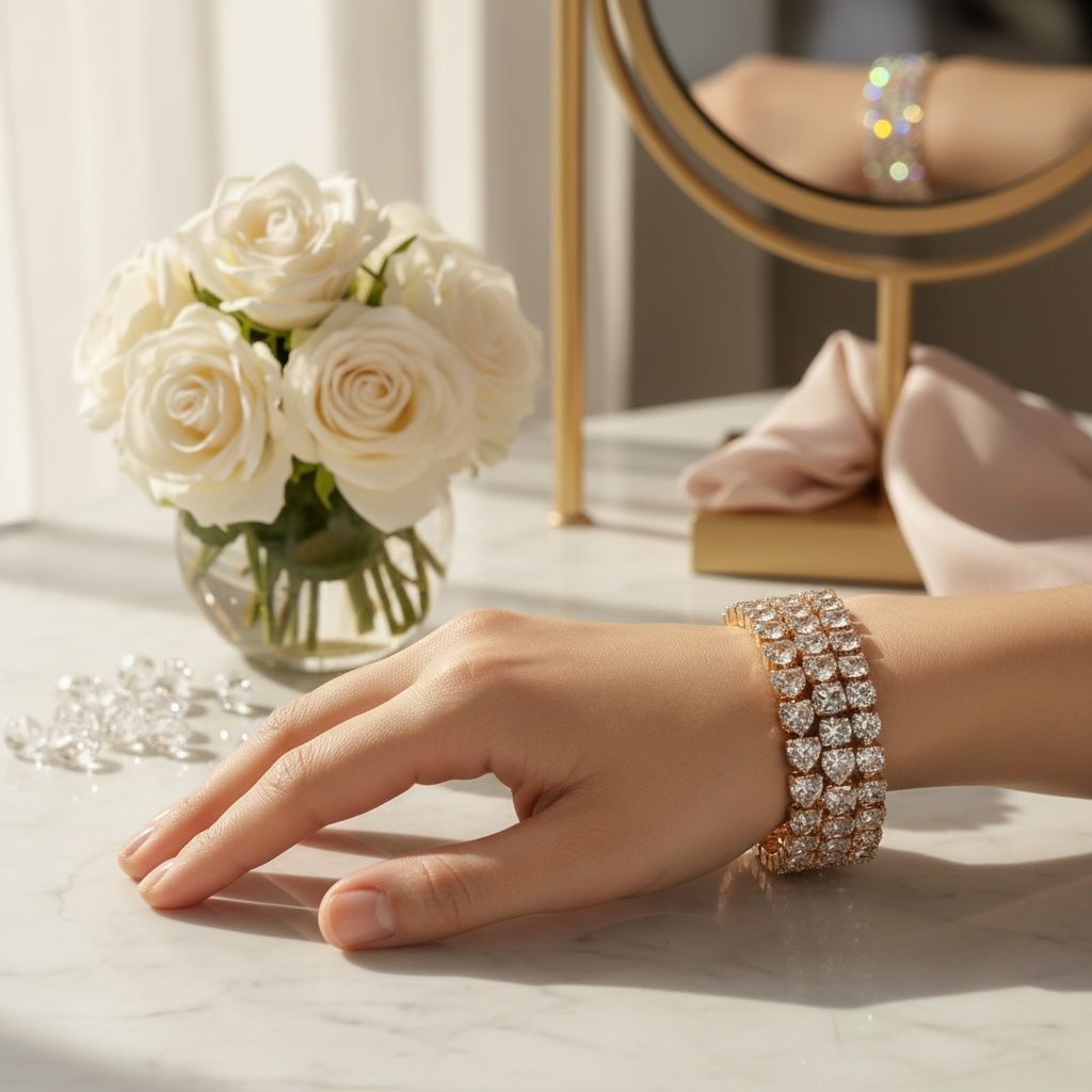 Memory Wire Bracelet Gold Cuff Baguette CZ 3 Row Stylish Jewelry