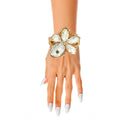 Hinge Cuff Bangle Gold Clear Crystal Flower Stylish Jewelry Accessory