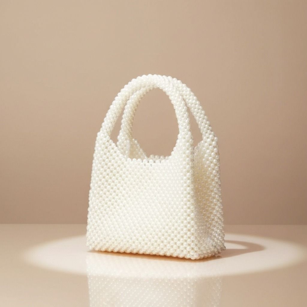 Fashion Handbag Top Handle Luxe Lady Cream Pearl Hollywood Chic