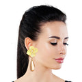 Teardrop Earrings Yellow Flower Stylish Statement Jewelry