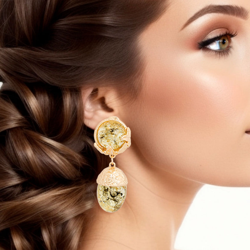 Medium Black Gold Drop Statement Earrings for Women Stylish Chic Jewelry