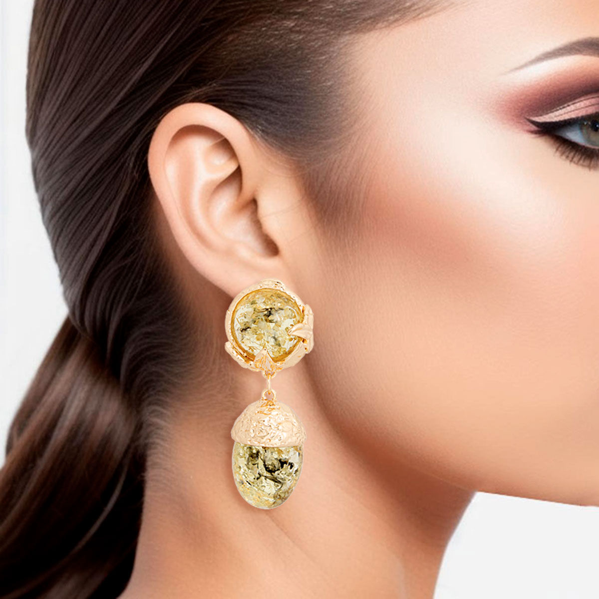 Medium Black Gold Drop Statement Earrings for Women Stylish Chic Jewelry