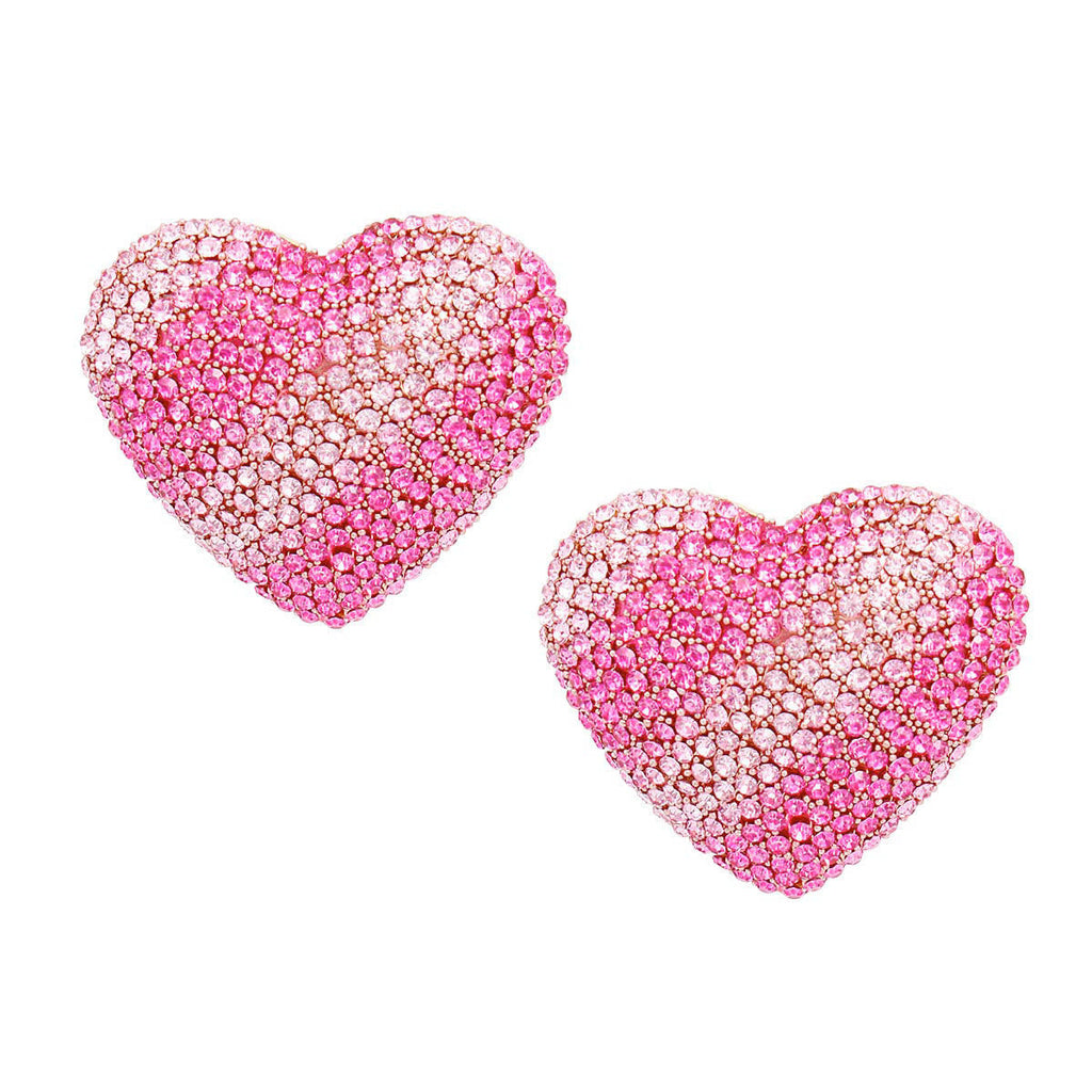 Heart Stud Earrings Fuchsia Stripe Glam Stylish Women’s Jewelry