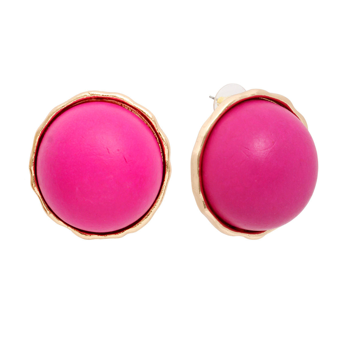Large Purple Domed Wood Stud Earrings Stylish Statement Jewelry for Women