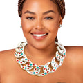 Chain Set with Silver, Red, and Green Details – Stylish Fashion Jewelry