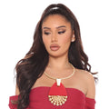 Statement Necklace Red Teardrop Burst Stylish Chic Jewelry Accessory