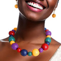 Wood Statement Necklace Trendy Stylish Multi Layered Accessory