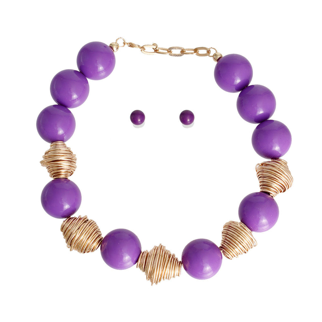 Statement Tribal Bead Set Heavy Purple Stylish Jewelry