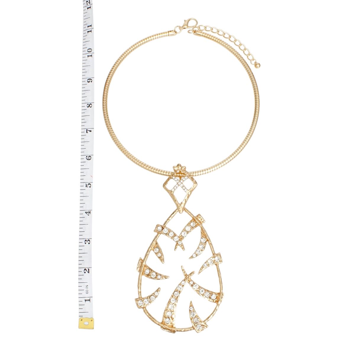 Statement Necklace Gold Spiked Teardrop Pendant Collar for Women