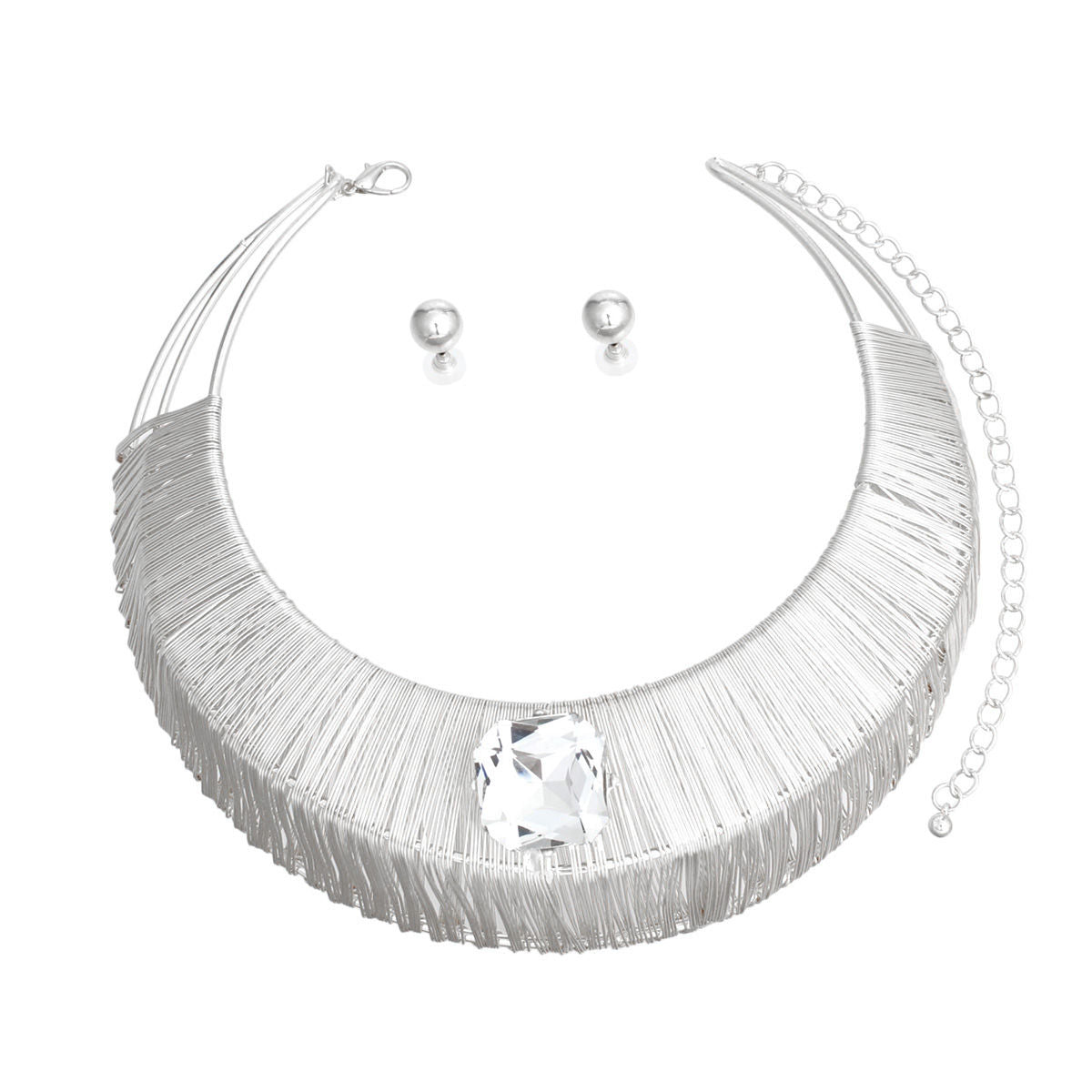Women’s Silver Wide Rigid Armor Choker Necklace Stylish Statement Jewelry