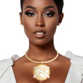 Shell Pendant Choker Set Matte Gold Stylish Women’s Jewelry