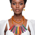 Wood Bead and Wood Bib Necklace Set for Women – Stylish Statement Jewelry