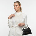 Statement Bib Choker Necklace with Cream Pearl Fringe, Trendy Elegant Jewelry