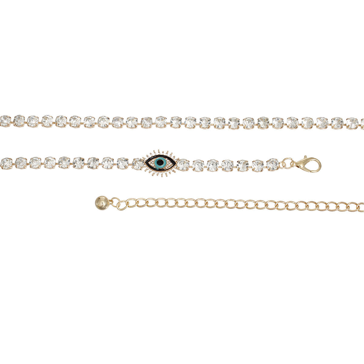 Women’s Rhinestone Gold Evil Eye Chain Belt Stylish Statement Accessory