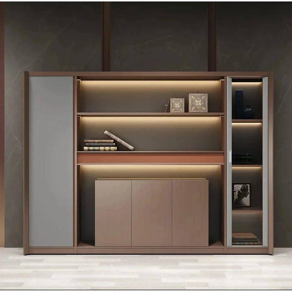 Kaelios · Office Shelves w/ Lighting & Storage