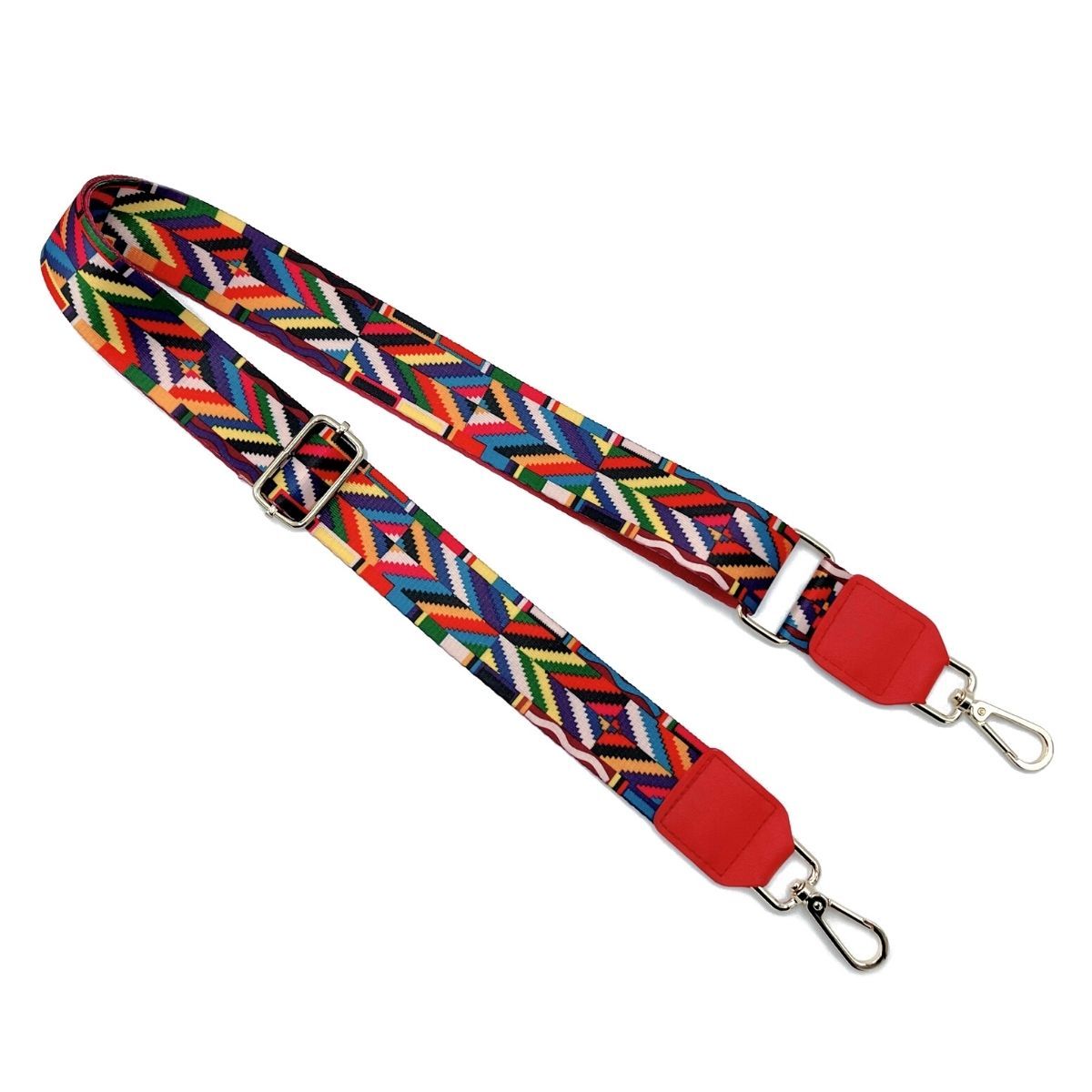 Bag Strap with Multi Geometric Red Pattern Stylish Accessory