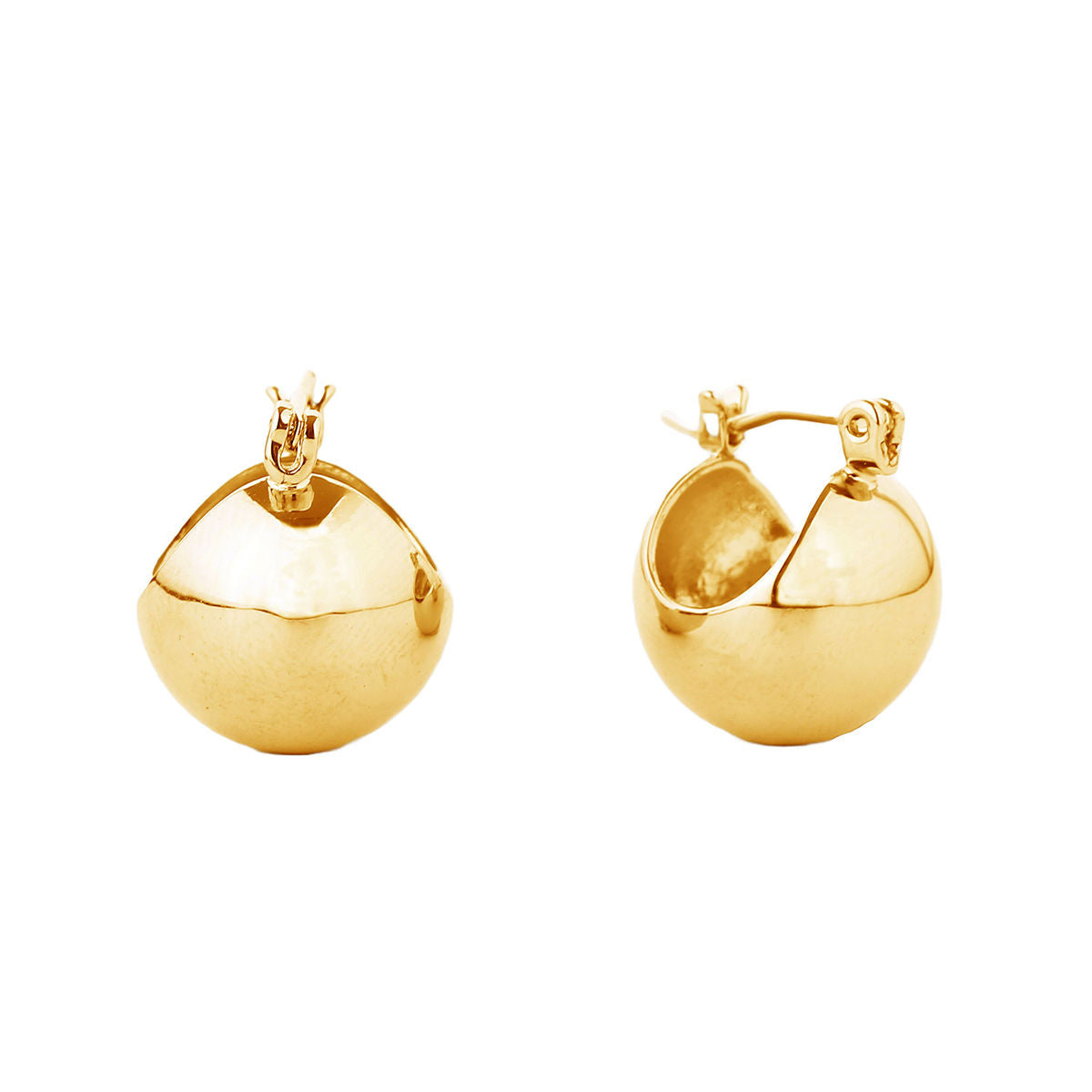 Small 14K Gold Hoop Earrings with Ball Detail for Women – Stylish Fashion Jewelry