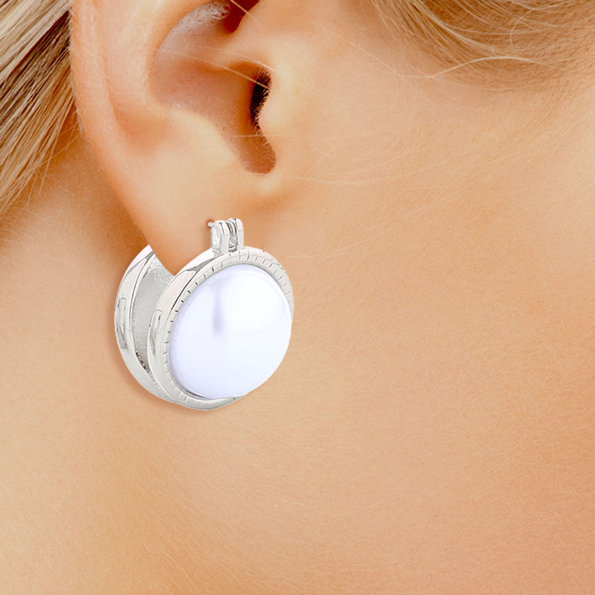 Small Double Pearl Stud Earrings White Gold Elegant Women’s Jewelry