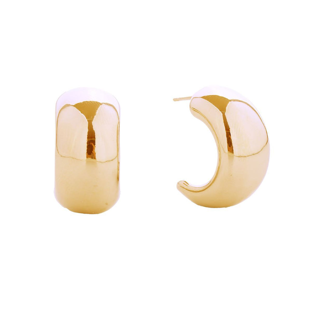 Small 14K Gold Hoop Earrings with Moon Design for Women – Stylish Fashion Jewelry
