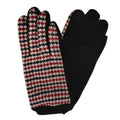 Smart Gloves Burgundy Houndstooth Stylish Casual Accessories