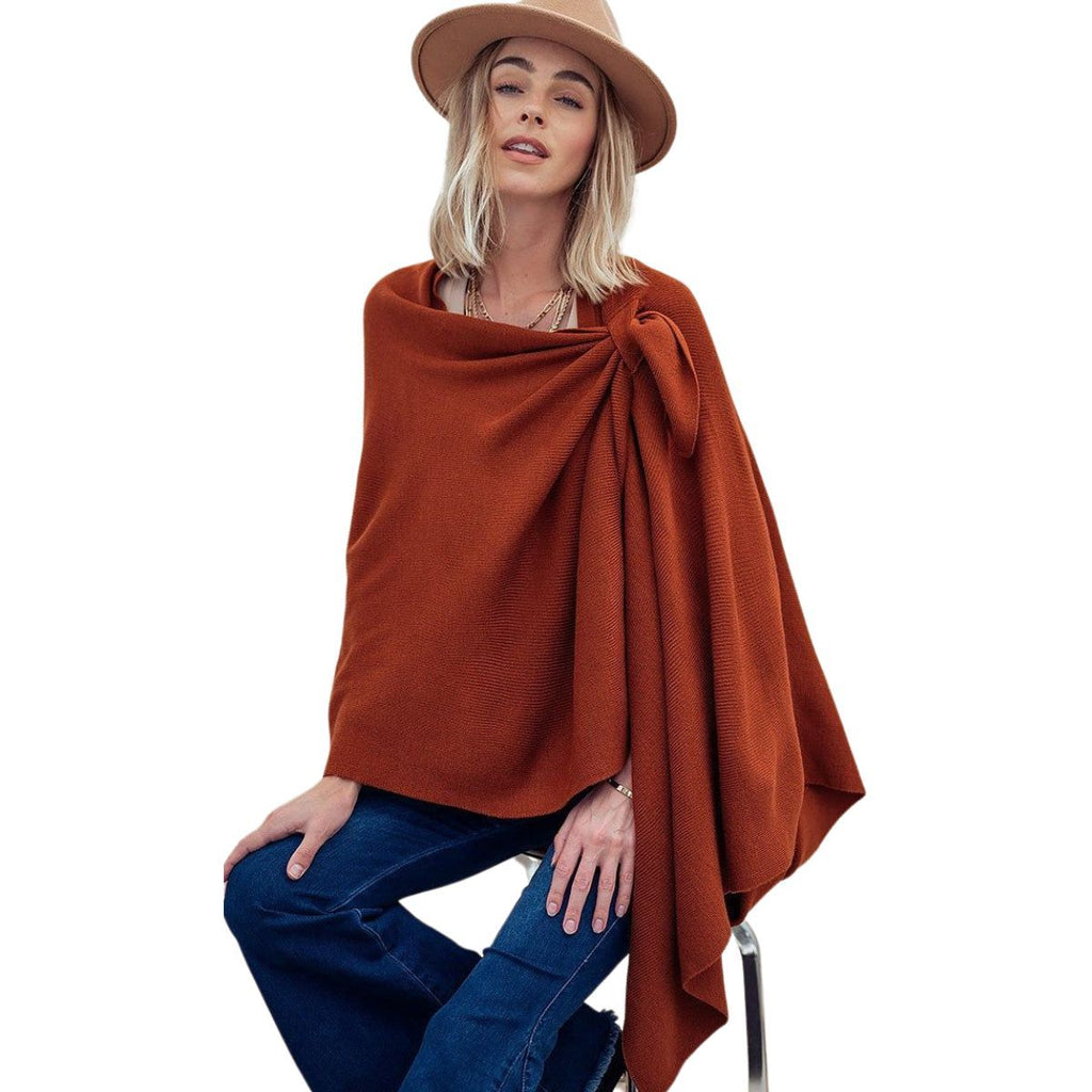 Ruana with Shoulder Strap in Bronze – Stylish Layered Fashion Accessory