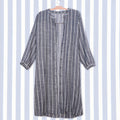 Long Shirt Kimono Blue Pinstripe Stylish Casual Layered Top