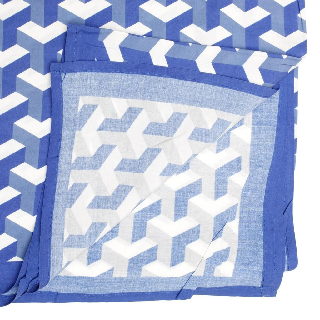Women’s Kimono Blue White Block Print Sorority Stylish Casual Top