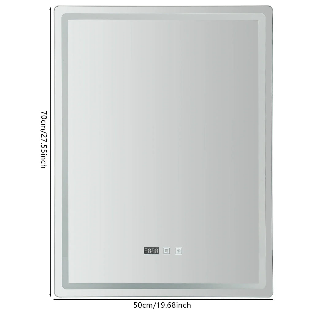 DecorBites™ LED Bathroom Mirror: Adjustable Brightness, Anti-Fog, Time Display