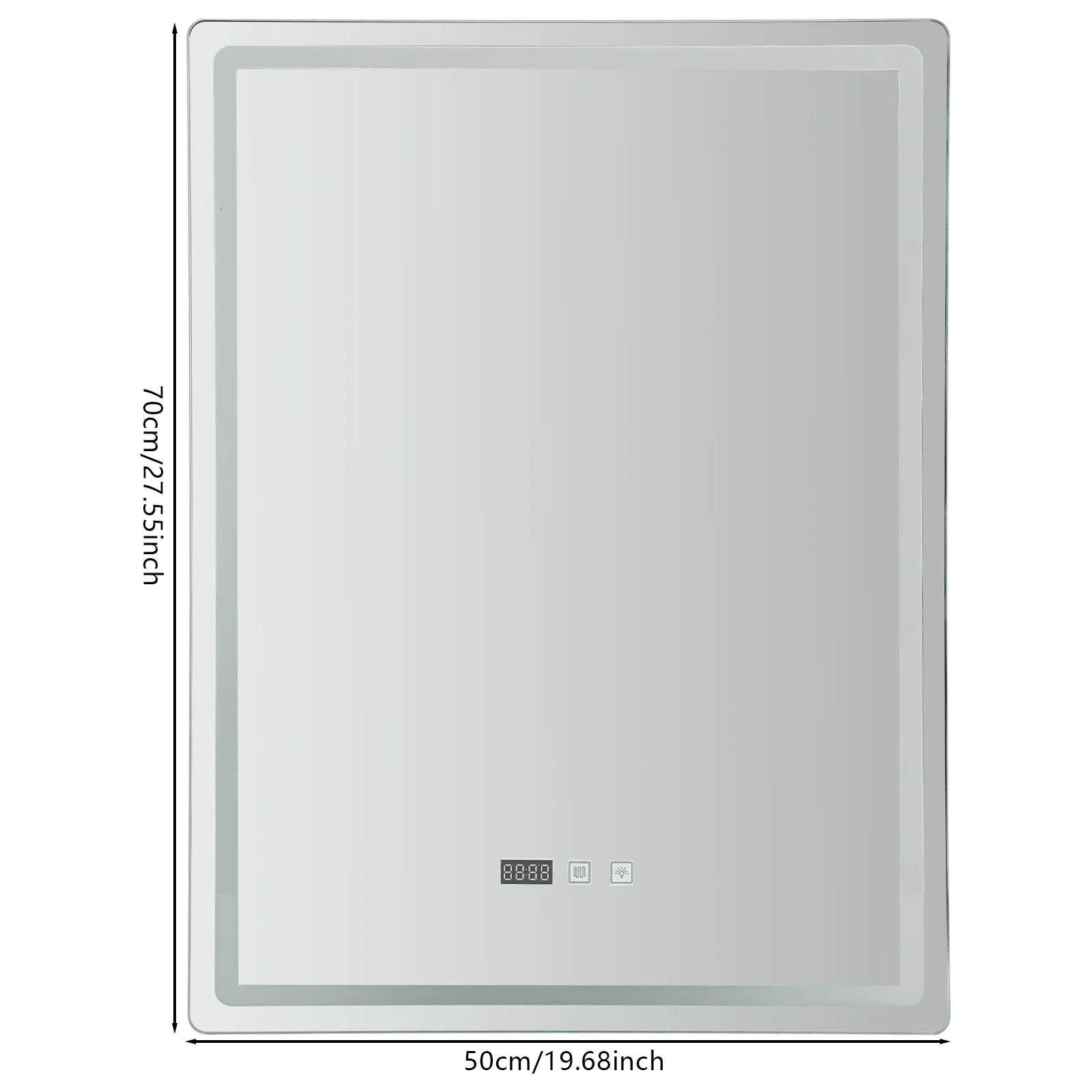 DecorBites™ LED Bathroom Mirror: Adjustable Brightness, Anti-Fog, Time Display