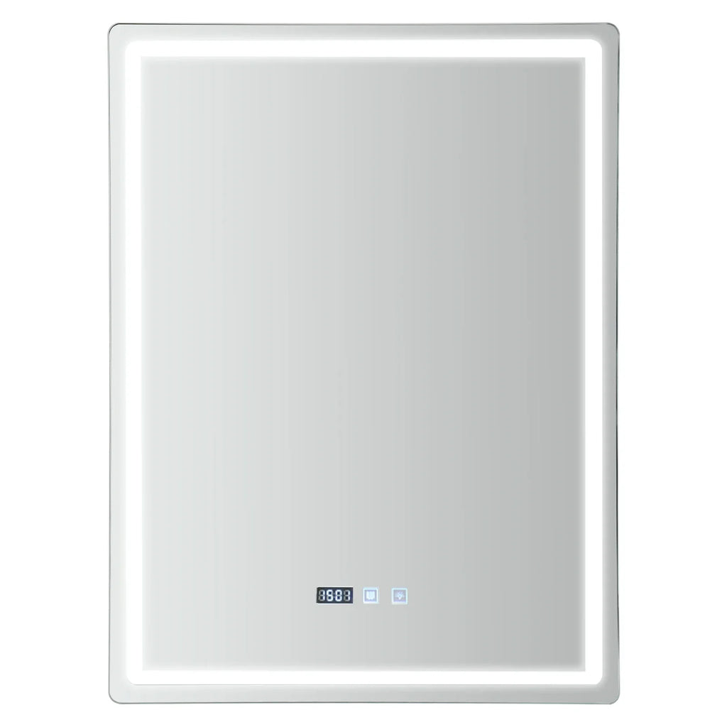DecorBites™ LED Bathroom Mirror: Adjustable Brightness, Anti-Fog, Time Display