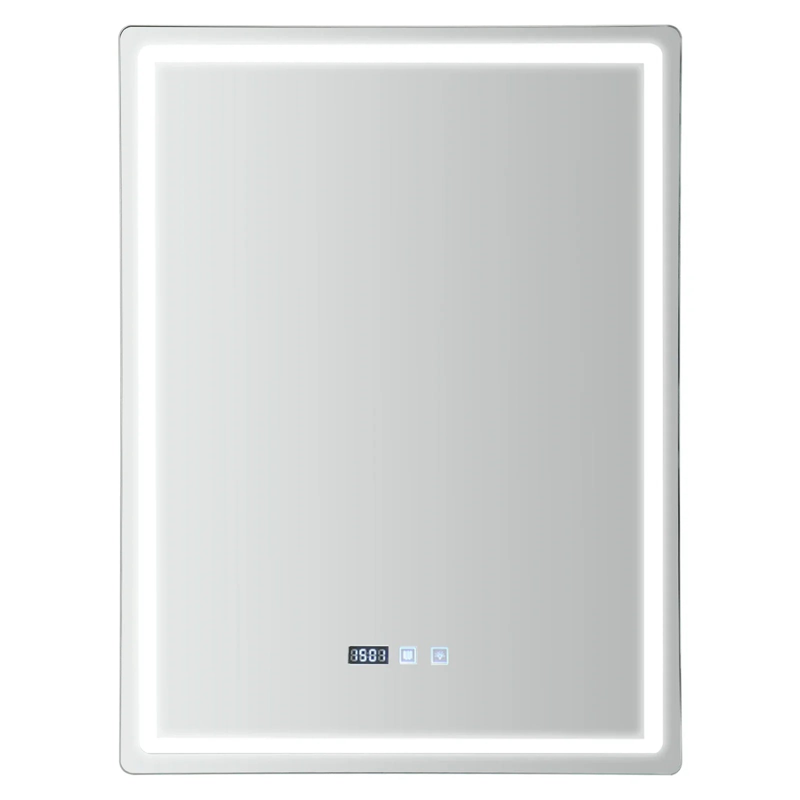 DecorBites™ LED Bathroom Mirror: Adjustable Brightness, Anti-Fog, Time Display